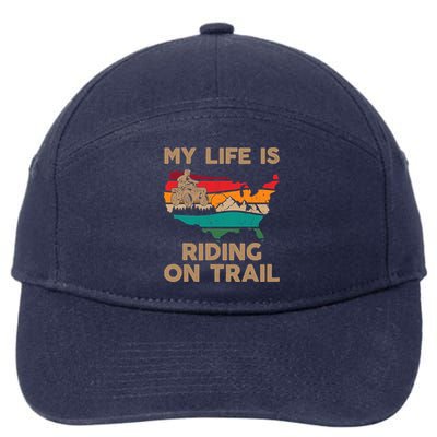 My Life Is Riding On Trail Quad ATV Squad USA Flag 4 Wheeler 7-Panel Snapback Hat