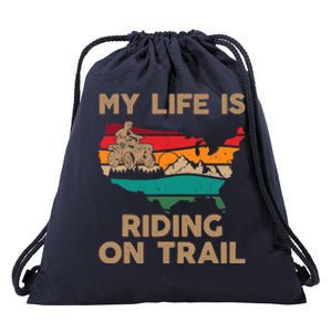 My Life Is Riding On Trail Quad ATV Squad USA Flag 4 Wheeler Drawstring Bag