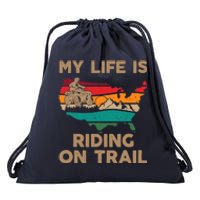 My Life Is Riding On Trail Quad ATV Squad USA Flag 4 Wheeler Drawstring Bag