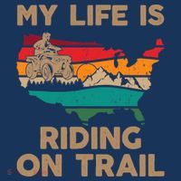 My Life Is Riding On Trail Quad ATV Squad USA Flag 4 Wheeler Drawstring Bag