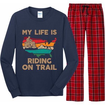 My Life Is Riding On Trail Quad ATV Squad USA Flag 4 Wheeler Long Sleeve Pajama Set