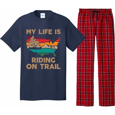 My Life Is Riding On Trail Quad ATV Squad USA Flag 4 Wheeler Pajama Set