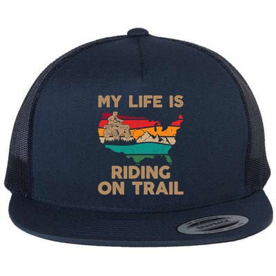 My Life Is Riding On Trail Quad ATV Squad USA Flag 4 Wheeler Flatbill Hat