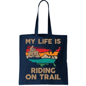 My Life Is Riding On Trail Quad ATV Squad USA Flag 4 Wheeler Tote Bag