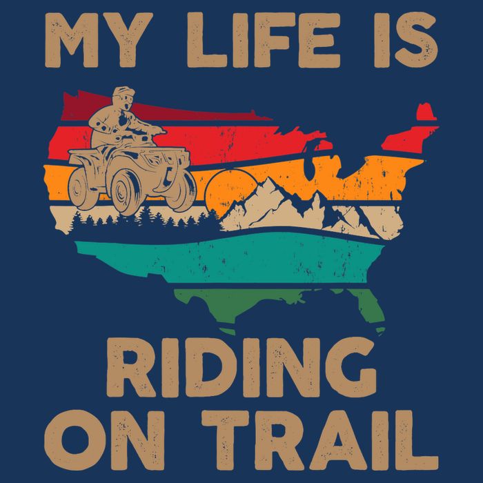 My Life Is Riding On Trail Quad ATV Squad USA Flag 4 Wheeler Cooling Performance Long Sleeve Crew