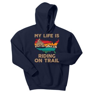 My Life Is Riding On Trail Quad ATV Squad USA Flag 4 Wheeler Kids Hoodie