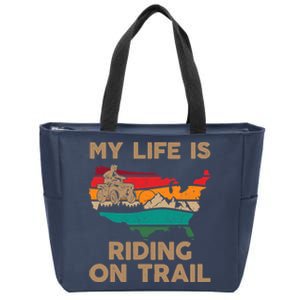 My Life Is Riding On Trail Quad ATV Squad USA Flag 4 Wheeler Zip Tote Bag