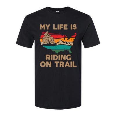 My Life Is Riding On Trail Quad ATV Squad USA Flag 4 Wheeler Softstyle CVC T-Shirt