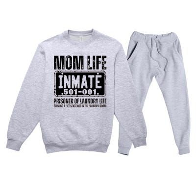 Mom Life Inmate Funny Halloween Costume Family Matching Premium Crewneck Sweatsuit Set