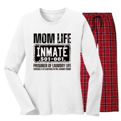 Mom Life Inmate Funny Halloween Costume Family Matching Women's Long Sleeve Flannel Pajama Set 