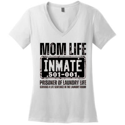 Mom Life Inmate Funny Halloween Costume Family Matching Women's V-Neck T-Shirt