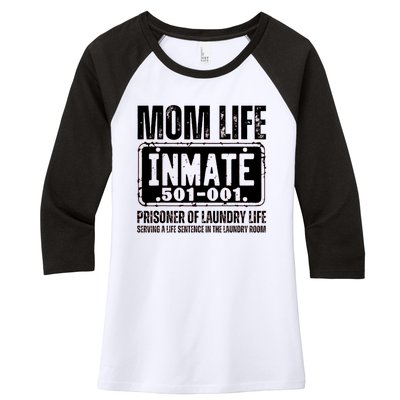 Mom Life Inmate Funny Halloween Costume Family Matching Women's Tri-Blend 3/4-Sleeve Raglan Shirt