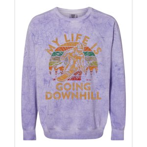 My Life Is Going Downhill Snowboard Gift Winter Snowboarding Colorblast Crewneck Sweatshirt