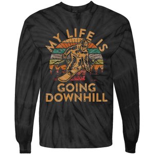 My Life Is Going Downhill Snowboard Gift Winter Snowboarding Tie-Dye Long Sleeve Shirt