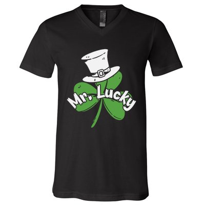 Mr Lucky Irish Shamrock V-Neck T-Shirt