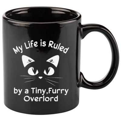 My Life Is Ruled By A Tiny Furry Overlord Funny Cat Tee Gift 11oz C Handle Ceramic Mug