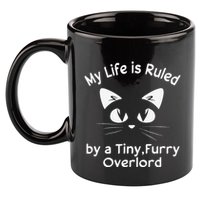My Life Is Ruled By A Tiny Furry Overlord Funny Cat Tee Gift 11oz C Handle Ceramic Mug