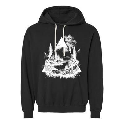 Mountain Landscape In A Triangle Garment-Dyed Fleece Hoodie