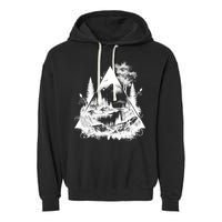 Mountain Landscape In A Triangle Garment-Dyed Fleece Hoodie