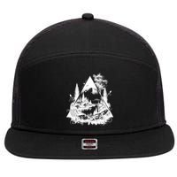 Mountain Landscape In A Triangle 7 Panel Mesh Trucker Snapback Hat