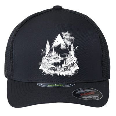 Mountain Landscape In A Triangle Flexfit Unipanel Trucker Cap