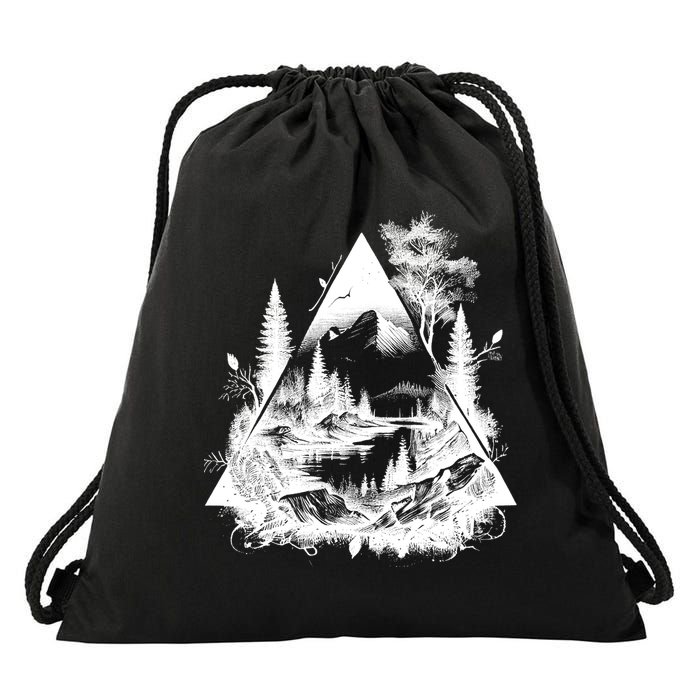 Mountain Landscape In A Triangle Drawstring Bag