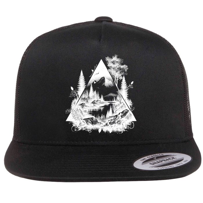 Mountain Landscape In A Triangle Flatbill Hat