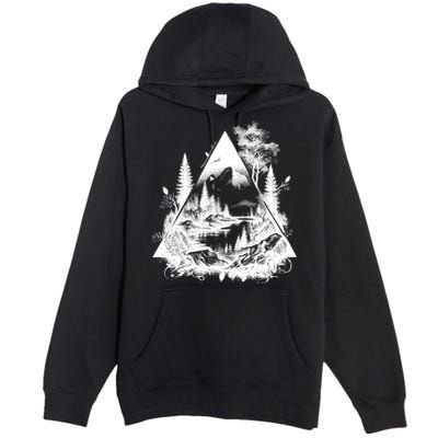 Mountain Landscape In A Triangle Premium Pullover Hoodie