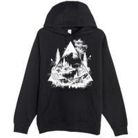 Mountain Landscape In A Triangle Premium Pullover Hoodie