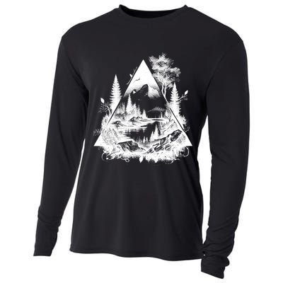 Mountain Landscape In A Triangle Cooling Performance Long Sleeve Crew
