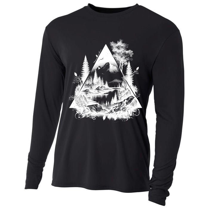 Mountain Landscape In A Triangle Cooling Performance Long Sleeve Crew