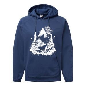 Mountain Landscape In A Triangle Performance Fleece Hoodie