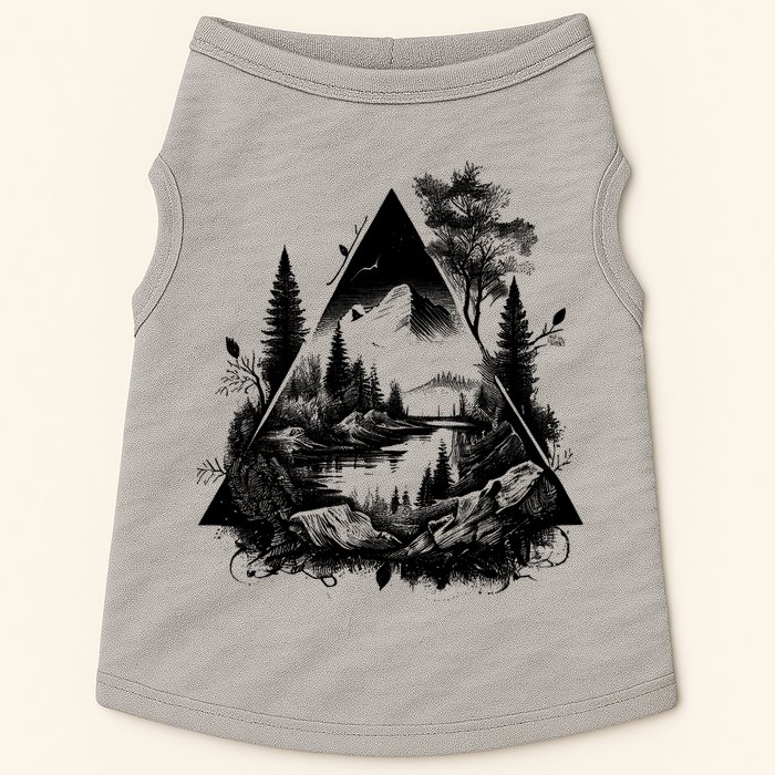 Mountain Landscape In A Triangle Doggie Tank