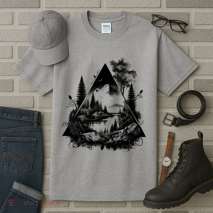 Mountain Landscape In A Triangle Tall T-Shirt