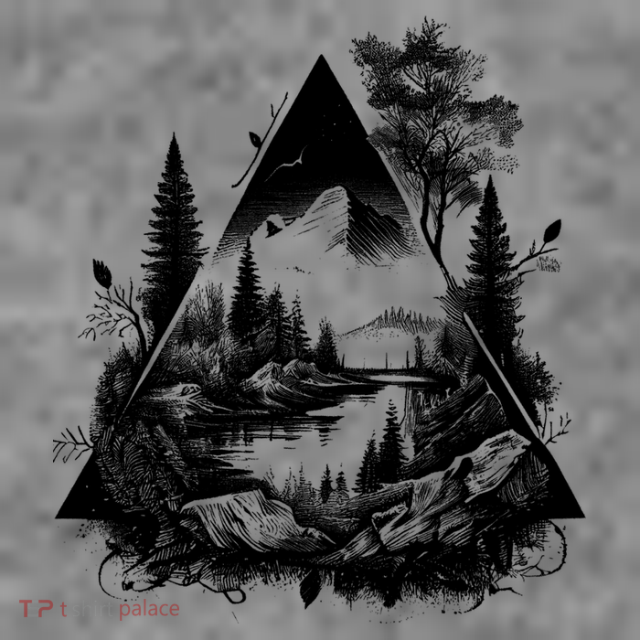 Mountain Landscape In A Triangle Tall T-Shirt