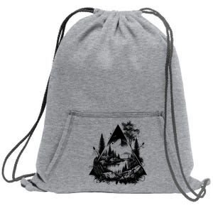 Mountain Landscape In A Triangle Sweatshirt Cinch Pack Bag