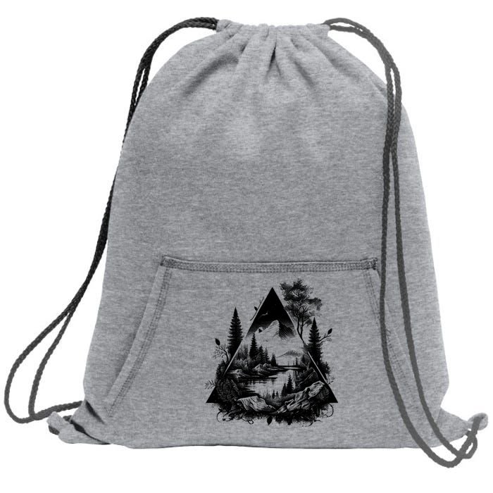 Mountain Landscape In A Triangle Sweatshirt Cinch Pack Bag