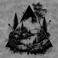 Mountain Landscape In A Triangle 7-Panel Snapback Hat