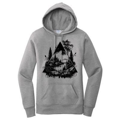 Mountain Landscape In A Triangle Women's Pullover Hoodie