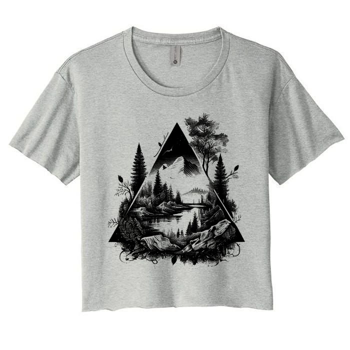 Mountain Landscape In A Triangle Crop Top
