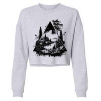 Mountain Landscape In A Triangle Cropped Pullover Crew