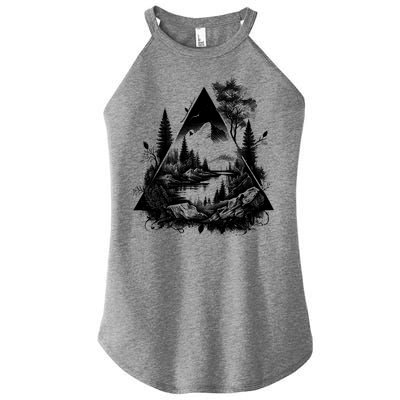 Mountain Landscape In A Triangle Women's Perfect Tri Rocker Tank