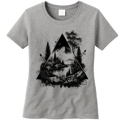 Mountain Landscape In A Triangle Womens T-Shirt