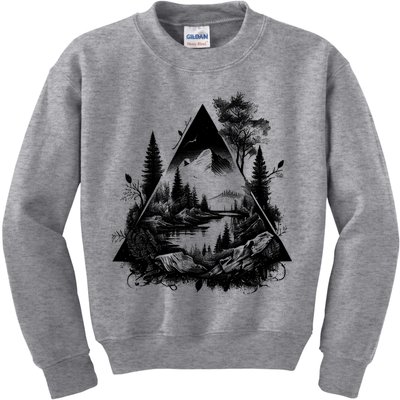 Mountain Landscape In A Triangle Kids Sweatshirt