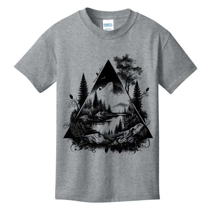 Mountain Landscape In A Triangle Kids T-Shirt