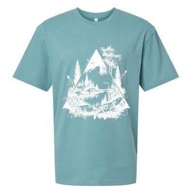 Mountain Landscape In A Triangle Sueded Cloud Jersey T-Shirt