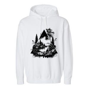 Mountain Landscape In A Triangle Garment-Dyed Fleece Hoodie