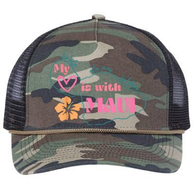 My Love Is With Maui Pray For Maui Retro Rope Trucker Hat Cap