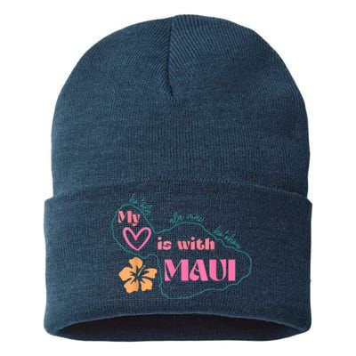 My Love Is With Maui Pray For Maui Sustainable Knit Beanie