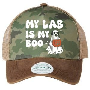 My Lab Is My Boo Dog Ghost Dog Halloween Retro Labrador Mama Gift Legacy Tie Dye Trucker Hat